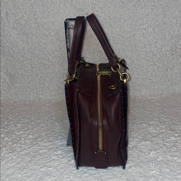 Coach Dreamer 36 Border Rivets Large Mixed Leather Suede Shoulder Bag in Brown - Picture 6 of 16